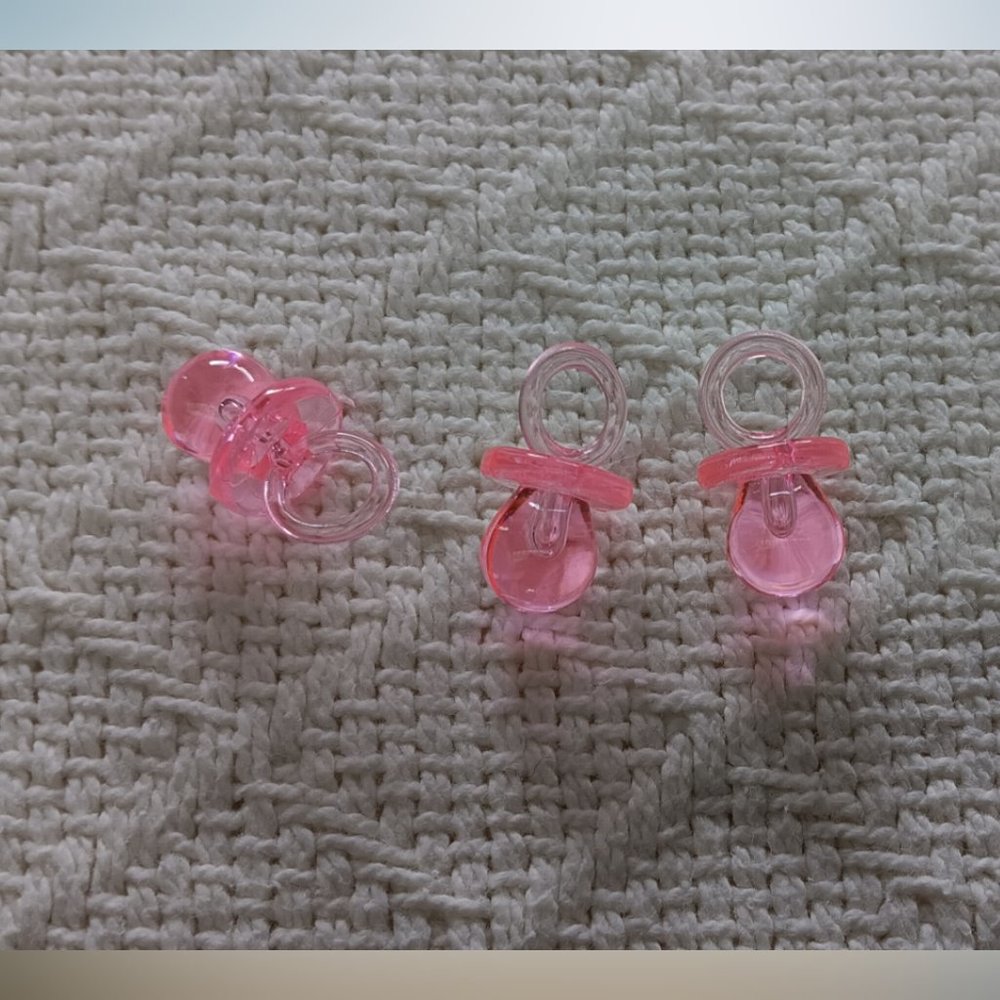Set Of Three Clear Fashion Plastic Pacifier Charms Pink